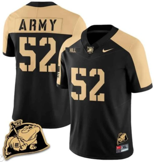 Austin Hill Jersey #52 Army Black Knights Jersey Rocky The Bulldog Patch Vapor Limited College Football Stitched Black Alternate by My Store