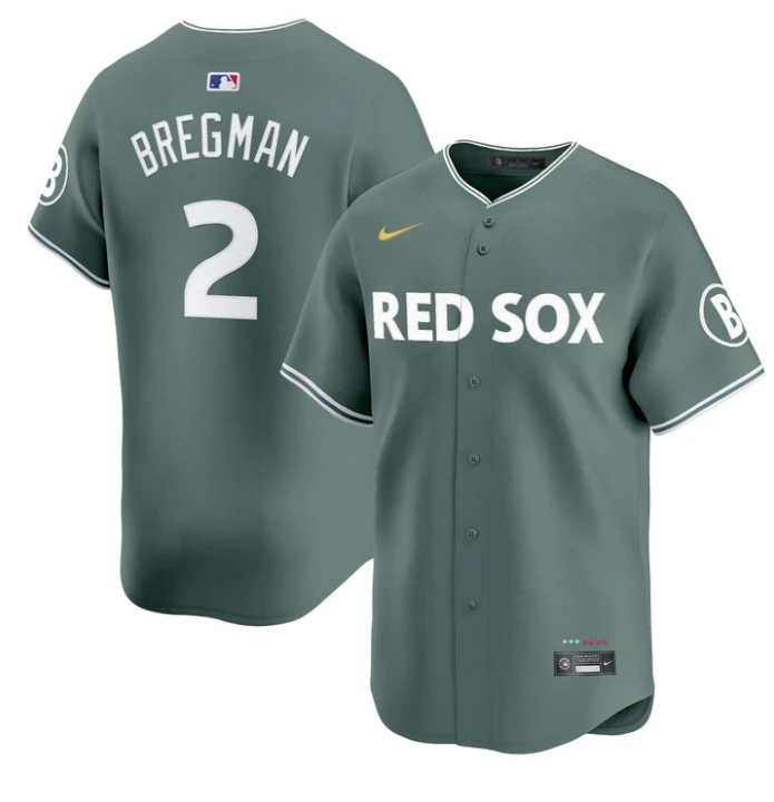 Alex Bregman Jersey #2 Boston Red Sox 2025 City Connect Vapor Premier Limited Stitched Green by My Store