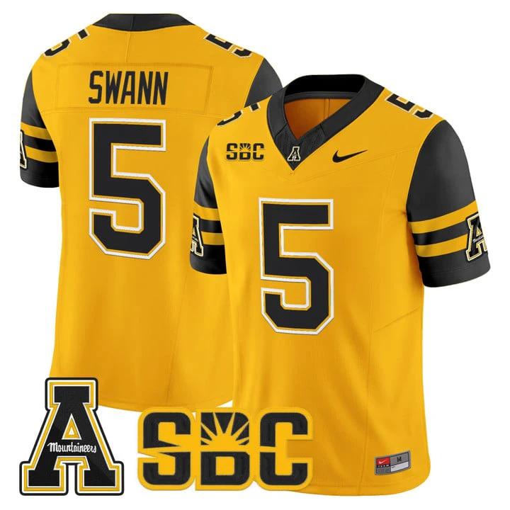 AJ Swann Jersey #5 App State Mountaineers 2025 Vapor Limited Stitched by My Store NCAA Football Jerseys