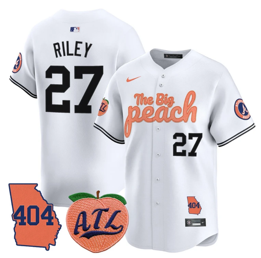Austin Riley Jersey #27 Atlanta Braves 404 & The Big Peach Premier Limited Stitched White by My Store