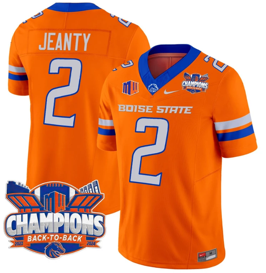 Ashton Jeanty Jersey #2 Boise State Broncos Back To Back Champions Orange by My Store