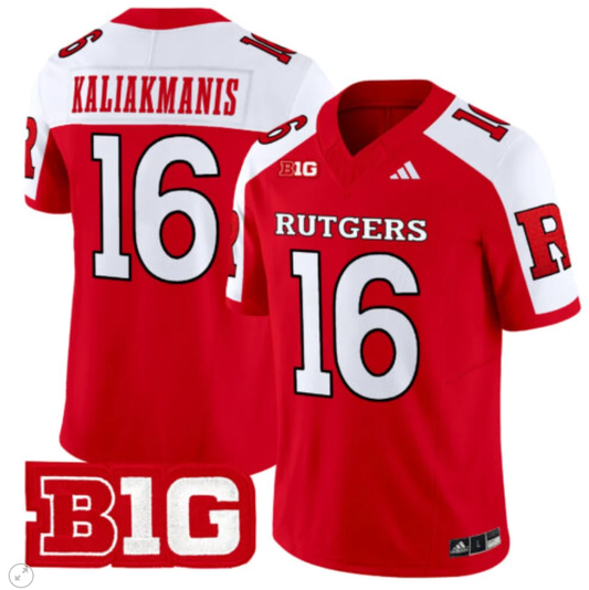 Athan Kaliakmanis Jersey #16 Rutgers Scarlet Knights Vapor Limited Football Red Alternate by My Store