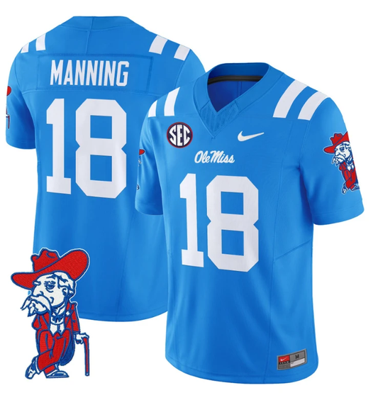 Archie Manning Jersey #18 Ole Miss Rebels Vapor Limited College Football Stitched Powder Blue by My Store