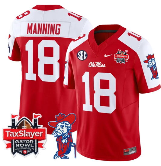 Archie Manning Jersey #18 Ole Miss Rebels 2024 Gator Bowl V2 Red Alternate by My Store