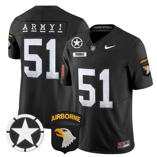 Andon Thomas Jersey #51 Army Black Knights 2025 Screaming Eagles Stitched Black by My Store NCAA Football Jerseys