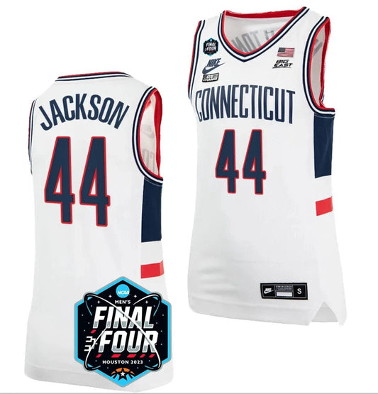 Andre Jackson Jersey UConn Huskies 2023 NCAA National Championship March Madness White #44 by My store basketball