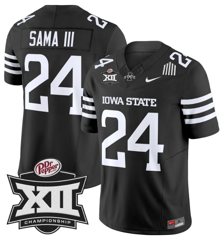 Abu Sama III Jersey #24 Iowa State 2024 Championship Patch Vapor Black by My Store