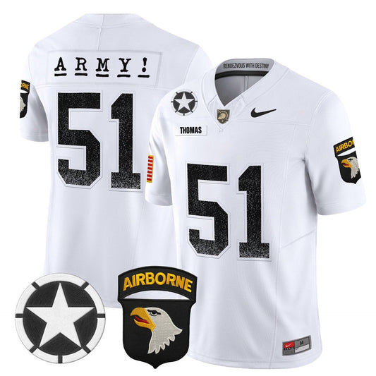 Andon Thomas Jersey #51 Army Black Knights 2025 Screaming Eagles Stitched White by My Store NCAA Football Jerseys