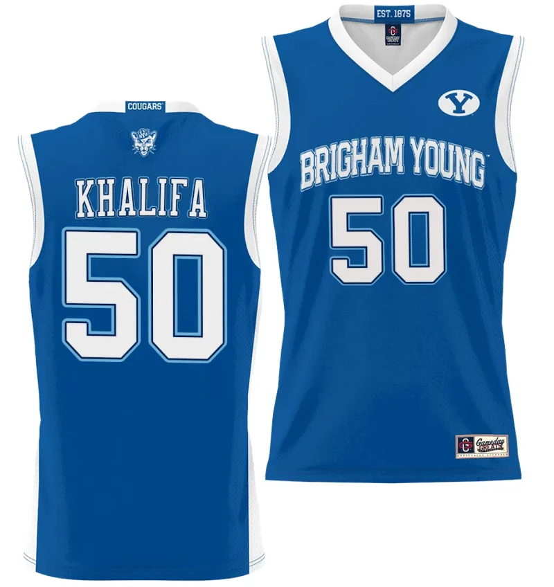Aly Khalifa Jersey #50 BYU Cougars NIL College Basketball Jersey Lightweight Royal by My store basketball
