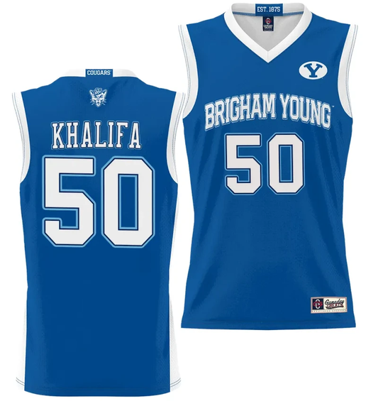 Aly Khalifa Jersey #50 BYU Cougars NIL College Basketball Jersey Lightweight Royal by My store basketball