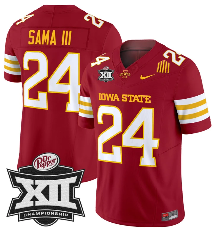 Abu Sama III Jersey #24 Iowa State 2024 Championship Patch Vapor Cardinal by My Store