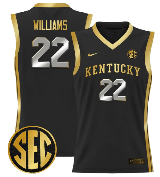 Amari Williams Jersey #22 Kentucky Wildcats Lightweight Basketball Black Gold by My store basketball