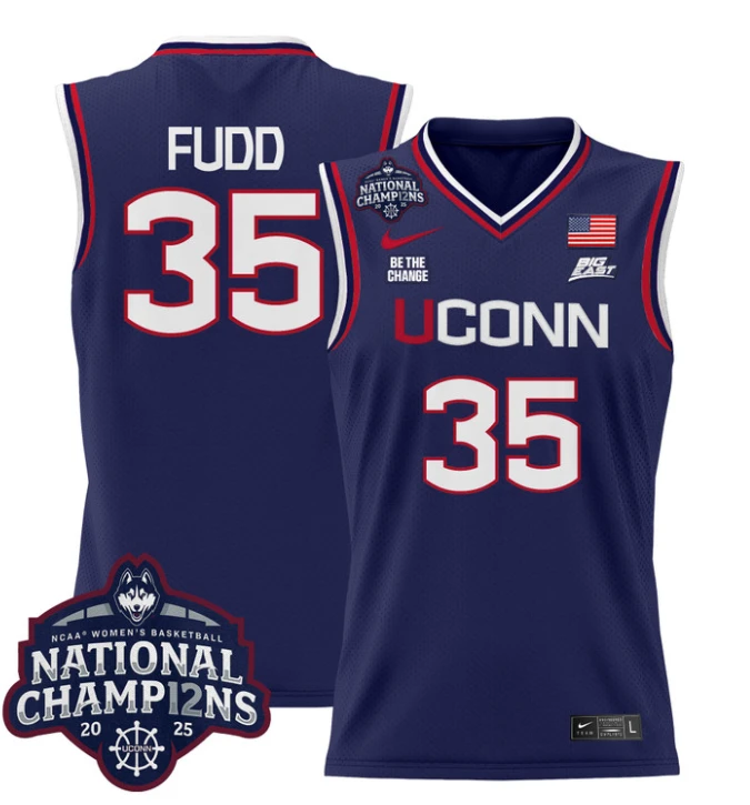 Azzi Fudd Jersey #35 UConn Huskies 2025 National Champions Patch Navy by My store basketball