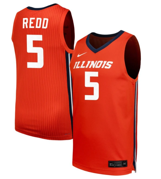 AJ Redd Jersey #5 Illinois Fighting Illini NIL Basketball Orange by My store basketball