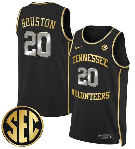 Allan Houston Jersey #20 Tennessee Vols 2024 Swingman Basketball Black Gold by My store basketball
