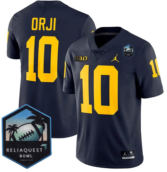 Alex Orji Jersey #10 Michigan Wolverines ReliaQuest Bowl Patch Vapor Navy by NCAA Football Jersey