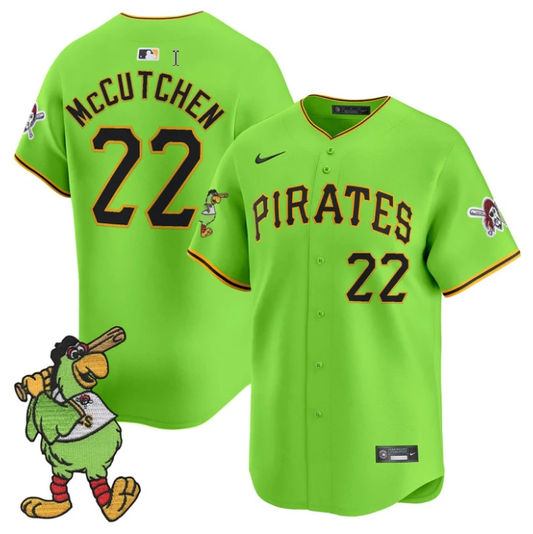 Andrew Mccutchen Jersey #22 Pittsburgh Pirates Pirate Parrot Patch Premier Limited Stitched Green by My Store