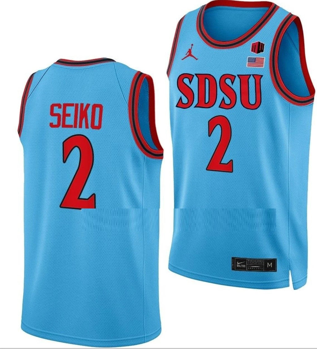 Adam Seiko Jersey San Diego State Aztecs College Basketball Blue Alternate #2 by My store basketball