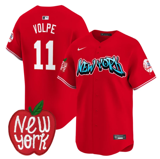 Anthony Volpe Jersey #11 New York Yankees Apple Patch Vapor Premier Limited Stitched Red by My Store