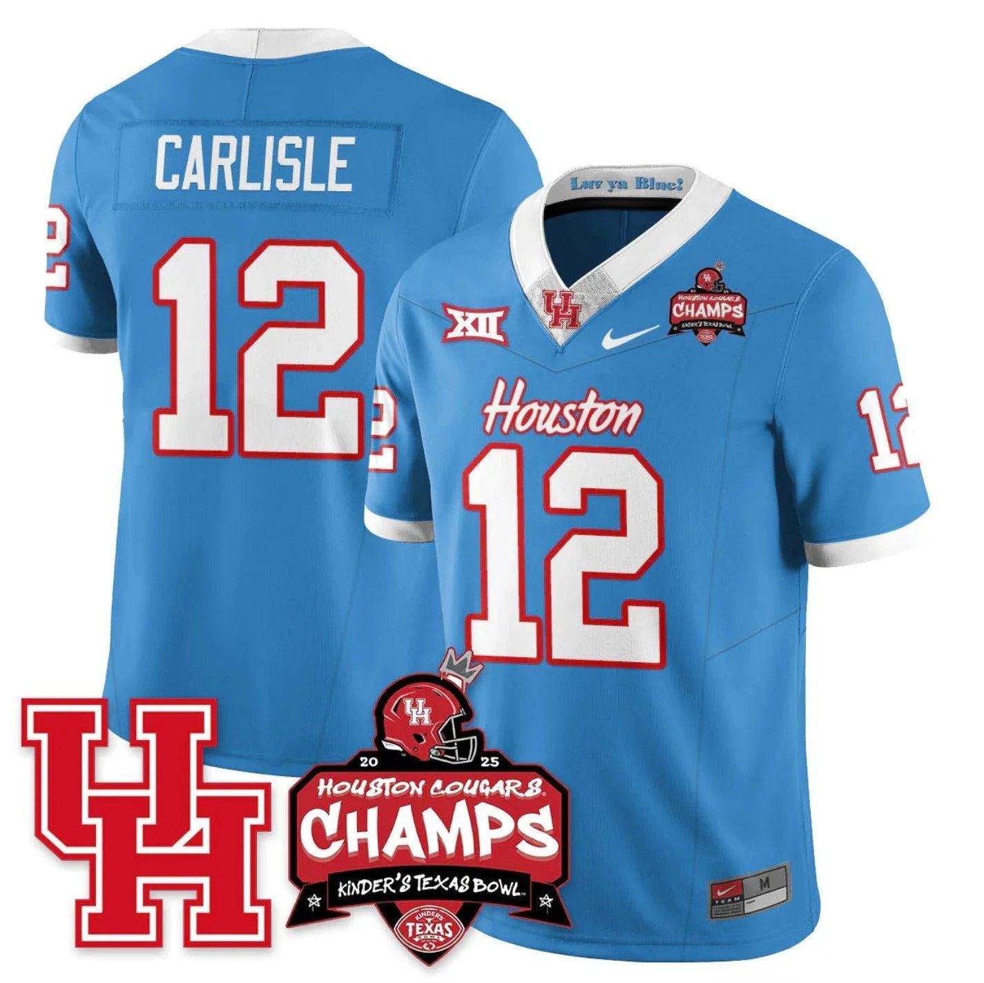 Austin Carlisle Jersey #12 Houston Cougar 2025 Texas Bowl Champions Blue by NCAA Football Jersey