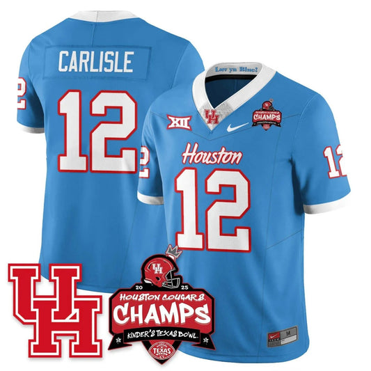 Austin Carlisle Jersey #12 Houston Cougar 2025 Texas Bowl Champions Blue by NCAA Football Jersey