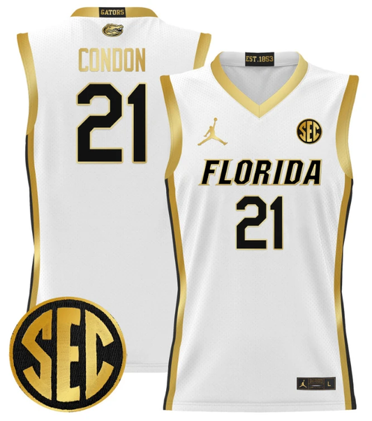 Alex Condon Jersey #21 Florida Gators 2024 Lightweight Basketball White Gold by My store basketball