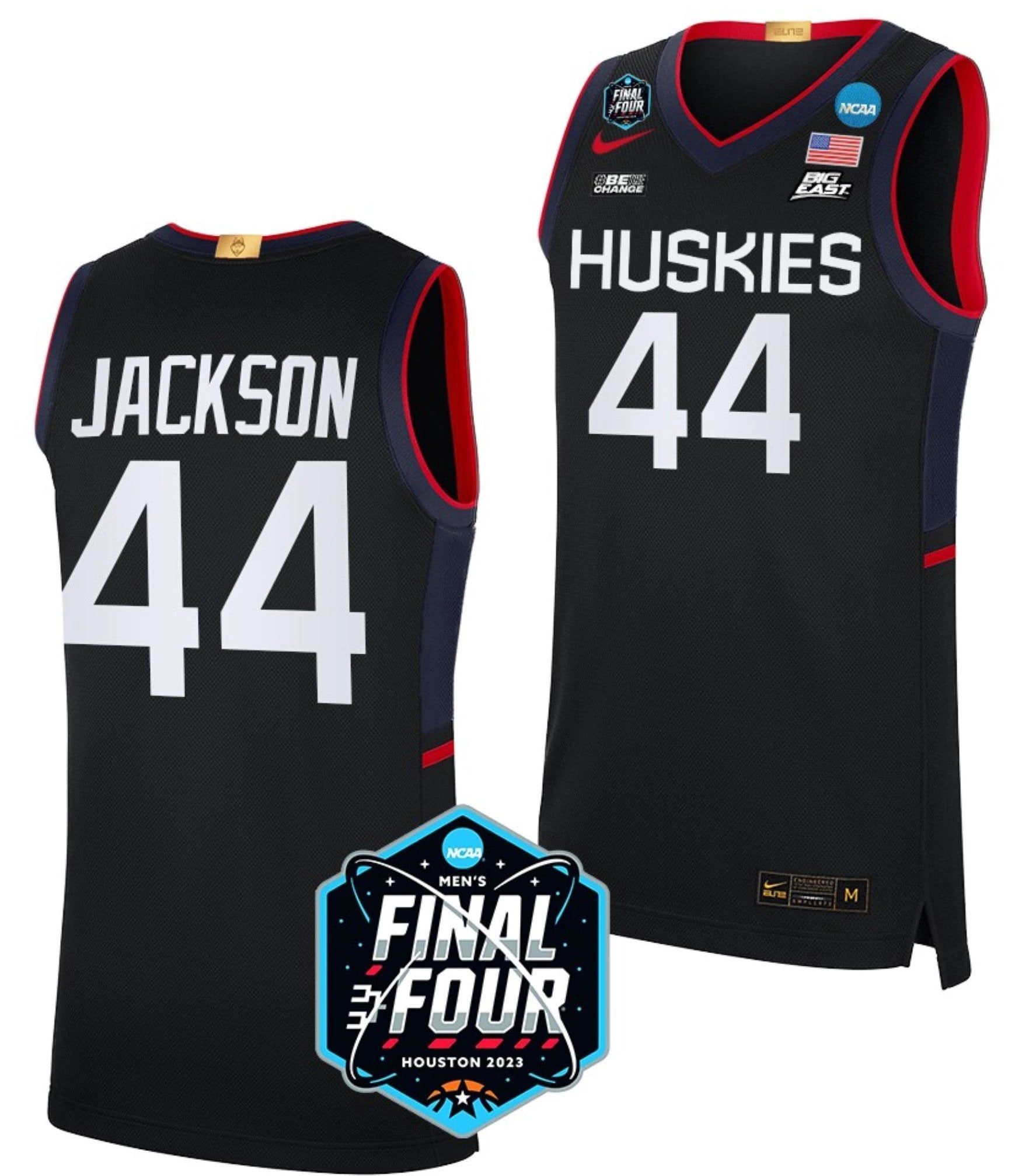 Andre Jackson Jersey UConn Huskies College Basketball 2023 NCAA Final Four Black #44 by My store basketball