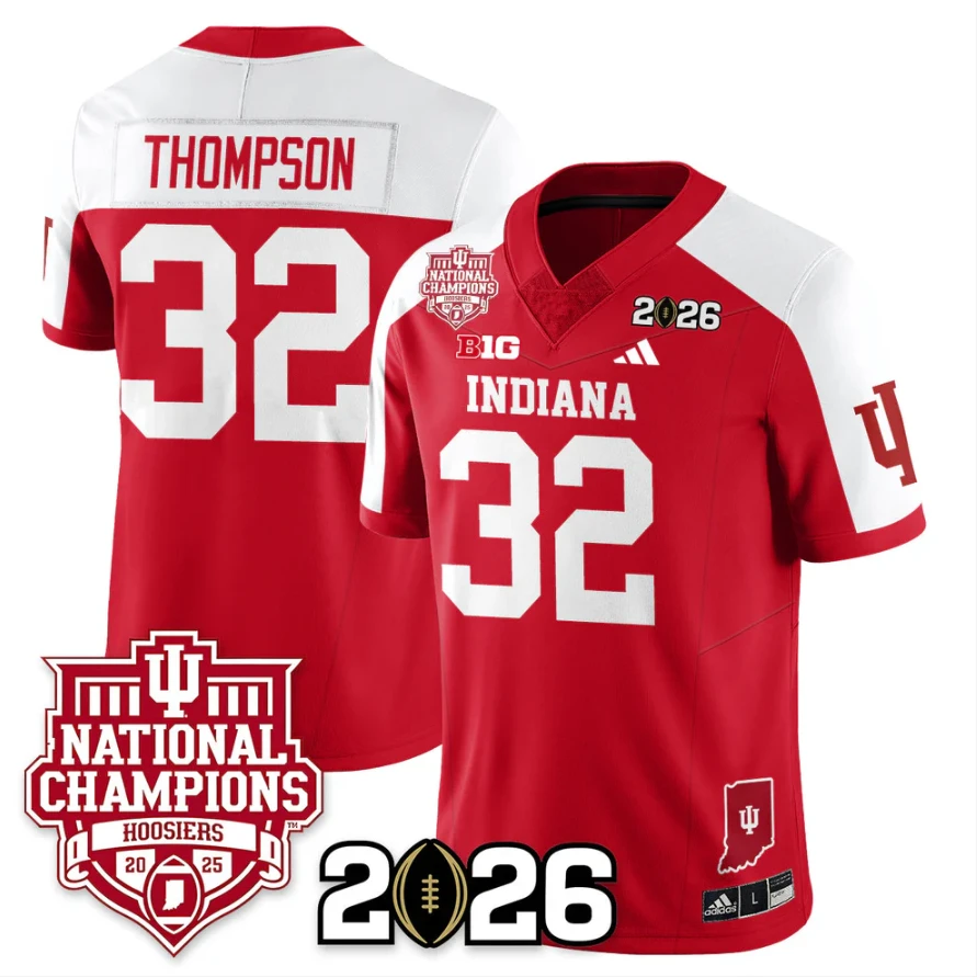 Anthony Thompson Jersey #32 Indiana Hoosiers 2025 National Champions Red Alternate by My Store NCAA Football Jerseys