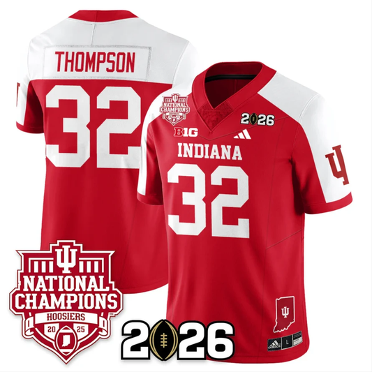 Anthony Thompson Jersey #32 Indiana Hoosiers 2025 National Champions Red Alternate by My Store NCAA Football Jerseys