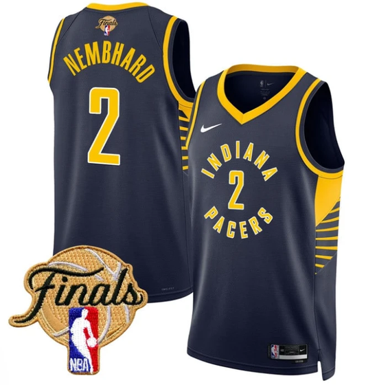 Andrew Nembhard Jersey #2 Indiana Pacers 2025 Finals Swingman Stitched Black Gold by My store basketball