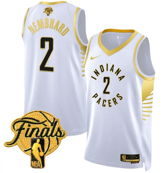 Andrew Nembhard Jersey #2 Indiana Pacers 2025 Finals Swingman Stitched White Gold by My store basketball