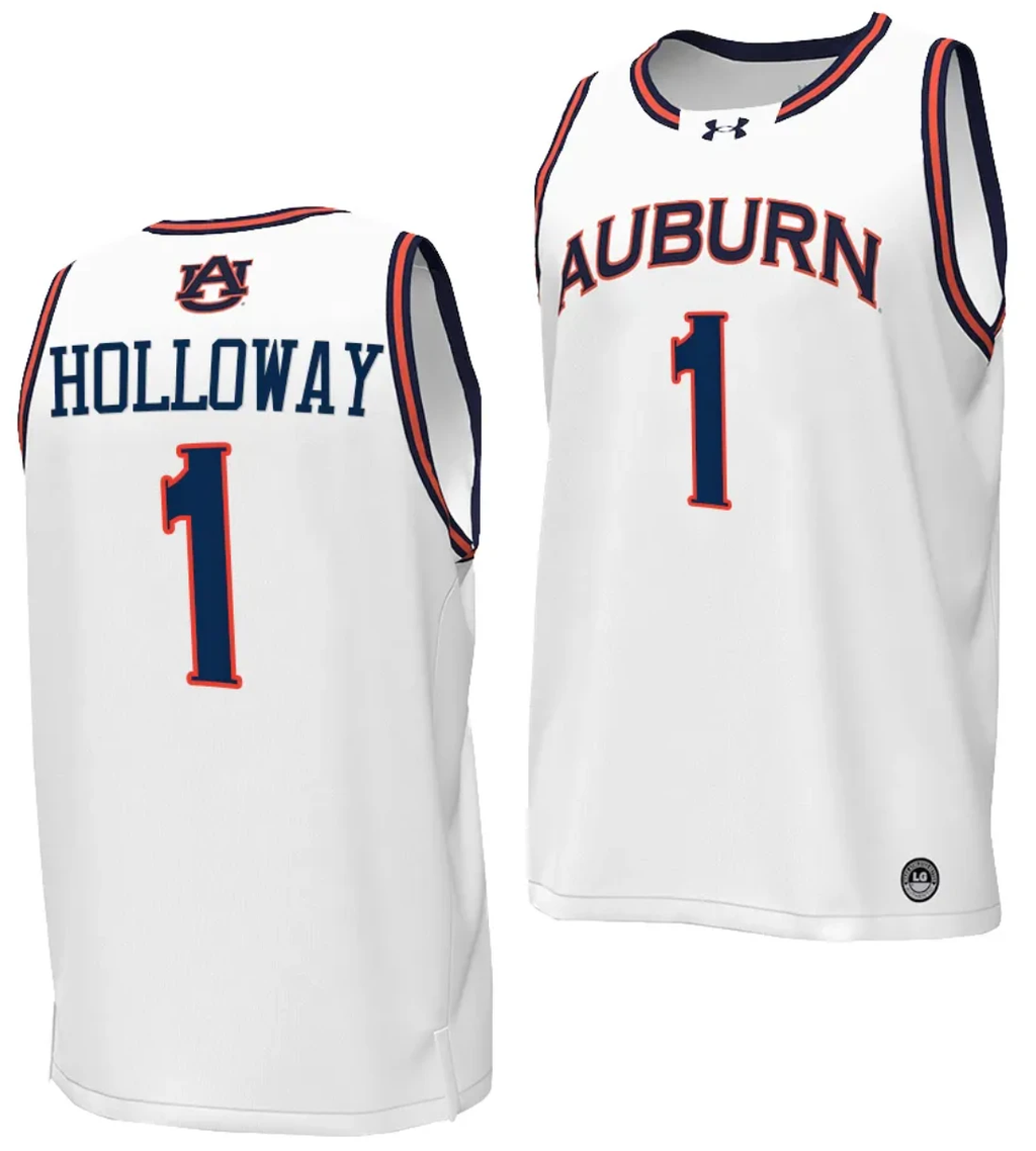 Aden Holloway Jersey #1 Auburn Tigers Replica College Basketball 2023-24 White by My store basketball