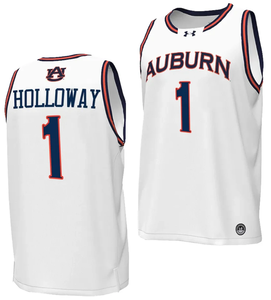 Aden Holloway Jersey #1 Auburn Tigers Replica College Basketball 2023-24 White by My store basketball