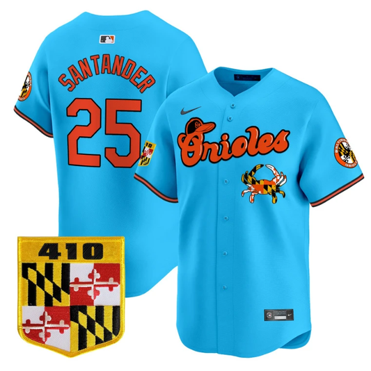 Anthony Santander Jersey #25 Baltimore Orioles 410 & Chesapeake Crab Patch Limited Stitched Light Blue by My Store