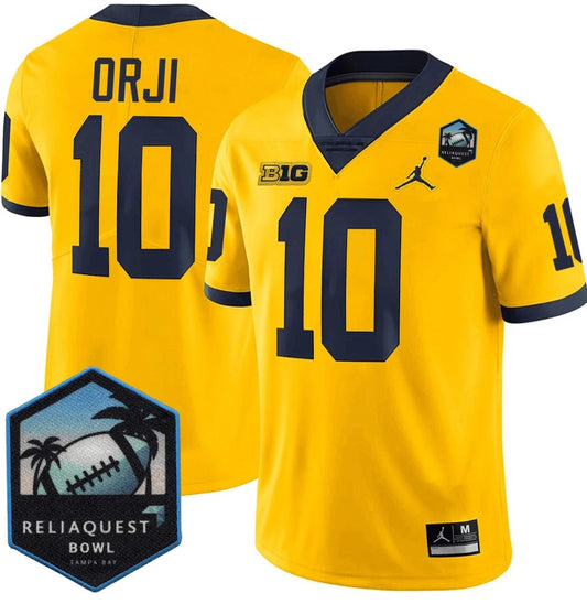 Alex Orji Jersey #10 Michigan Wolverines ReliaQuest Bowl Patch Vapor Yellow by NCAA Football Jersey
