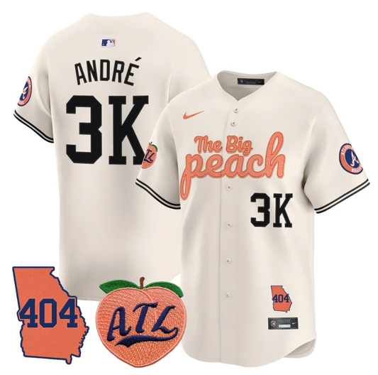 André Jersey #3K Atlanta Braves 404 & The Big Peach Premier Limited Stitched Cream by My Store