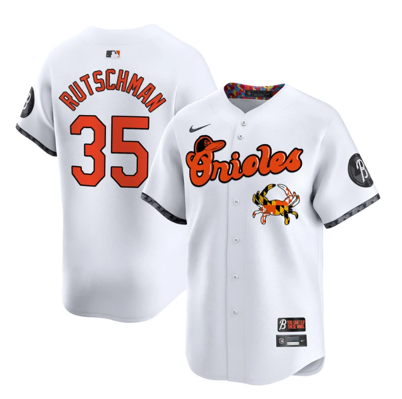 Adley Rutschman Jersey #35 Baltimore Orioles Maryland Blue Crab Vapor Stitched White by My Store