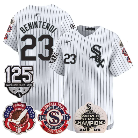 Andrew Benintendi Jersey #23 Chicago White Sox 125th Anniversary World Series Champions White by My Store