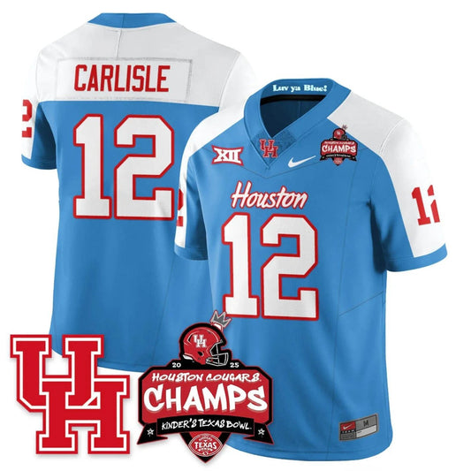 Austin Carlisle Jersey #12 Houston Cougar 2025 Texas Bowl Champions Blue Alternate by NCAA Football Jersey
