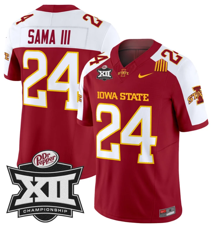 Abu Sama III Jersey #24 Iowa State 2024 Championship Patch Vapor Cardinal Alternate by My Store