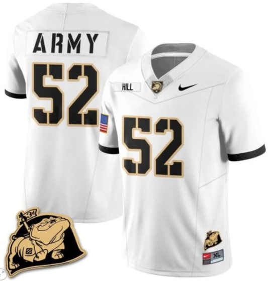 Austin Hill Jersey #52 Army Black Knights Jersey Rocky The Bulldog Patch Vapor Limited College Football Stitched White by My Store