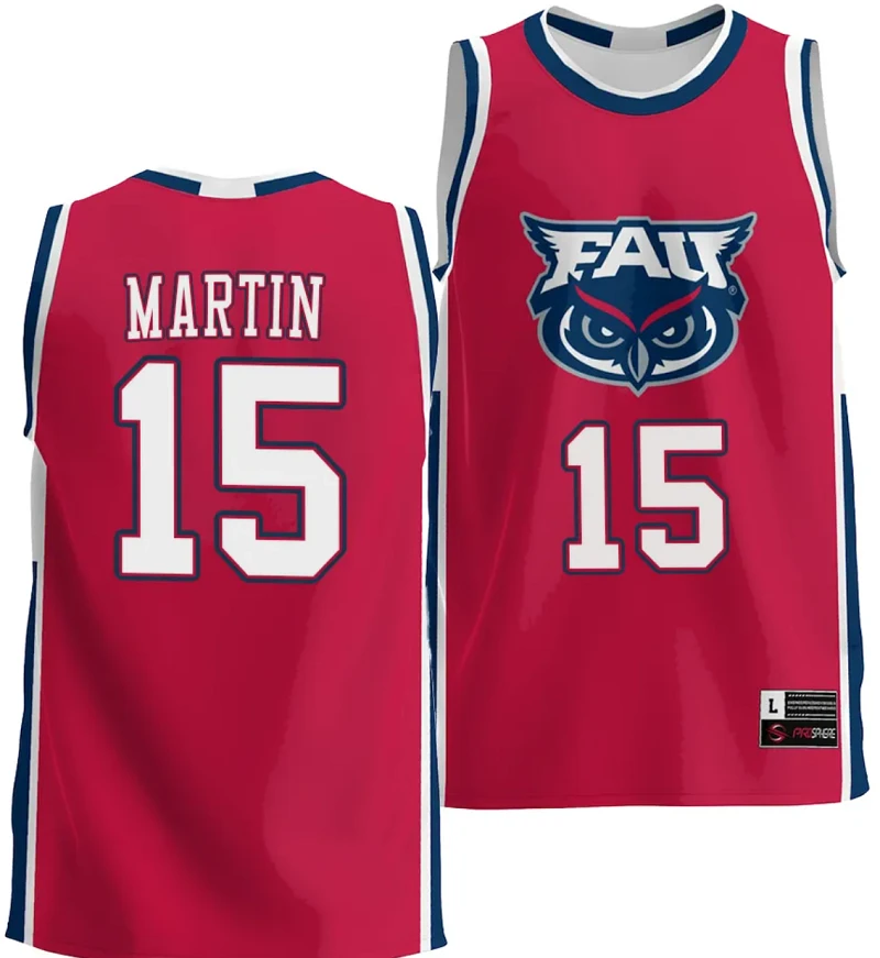 Alijah Martin Jersey #15 FAU Owls NIL College Basketball Lightweight Red by My store basketball