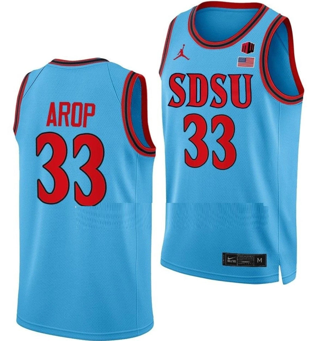 Aguek Arop Jersey San Diego State Aztecs College Basketball Blue Alternate #33 by My store basketball