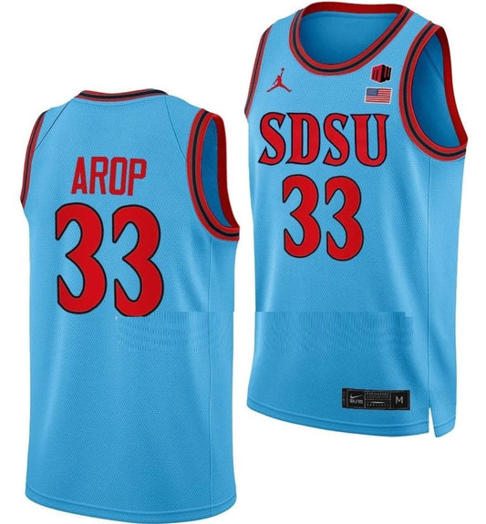 Aguek Arop Jersey San Diego State Aztecs College Basketball Blue Alternate #33 by My store basketball