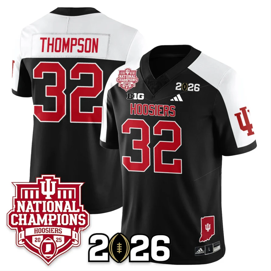 Anthony Thompson Jersey #32 Indiana Hoosiers 2025 National Champions Black Alternate by My Store NCAA Football Jerseys
