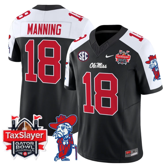 Archie Manning Jersey #18 Ole Miss Rebels 2024 Gator Bowl V2 Black Alternate by My Store