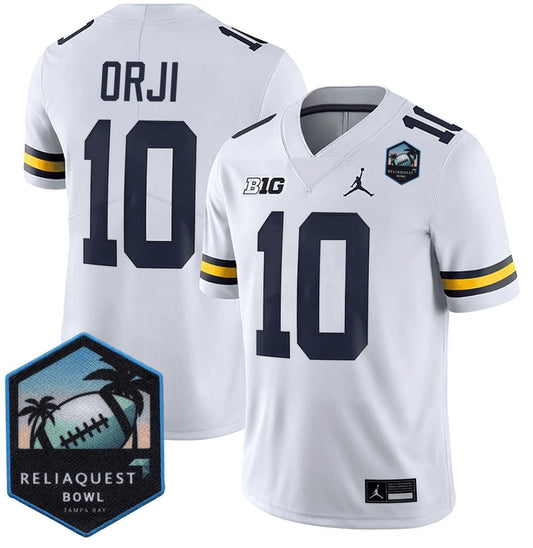Alex Orji Jersey #10 Michigan Wolverines ReliaQuest Bowl Patch Vapor White by NCAA Football Jersey