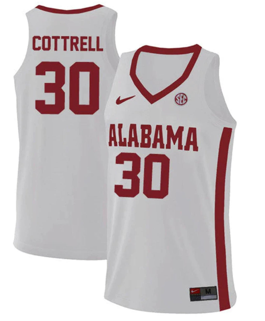 Adam Cottrell Jersey Alabama Crimson Tide College Basketball Replica White #30 by My store basketball