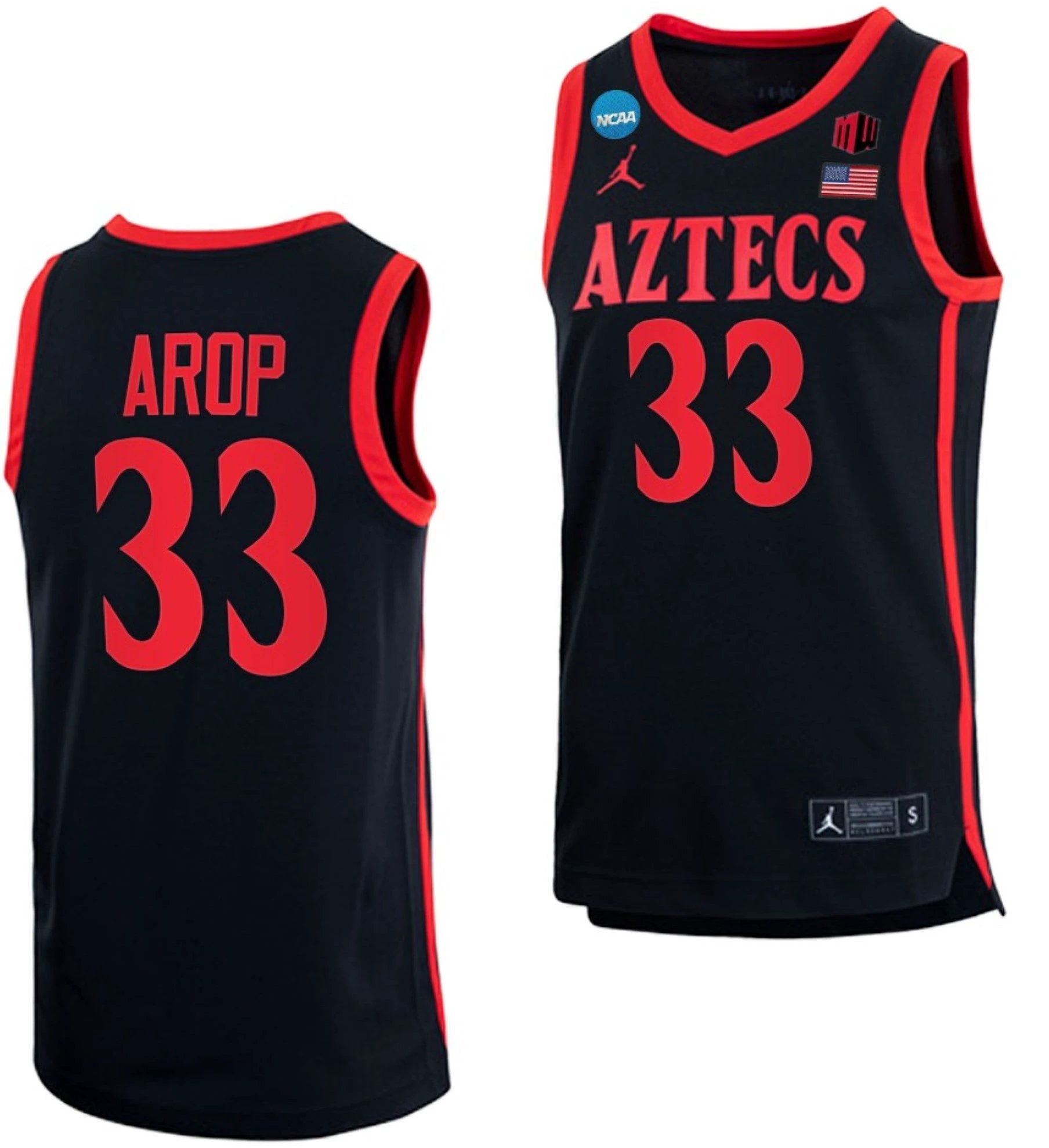 Aguek Arop Jersey San Diego State Aztecs College Basketball 2023 NCAA March Madness Black #33 by My store basketball