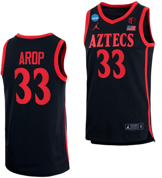 Aguek Arop Jersey San Diego State Aztecs College Basketball 2023 NCAA March Madness Black #33 by My store basketball
